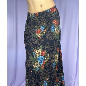 Carole Little Brown Floral Maxi Skirt Womens Size M Grunge Boho Cottage Peasant